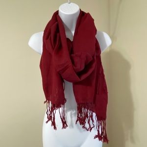 Red wool polyester Long scarf